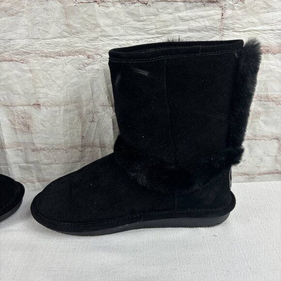 Bearpaw Women's 9 Black Suede Faux Fur Insulated Ashleigh Winter Boots - Picture 10 of 11